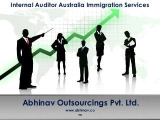 Abhinav Outsourcings Pvt. Ltd.
Internal Auditor Australia Immigration Services
www.abhinav.co
m
 