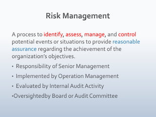 Reasonable Risk Management Internal Auditor Roles | PPTX