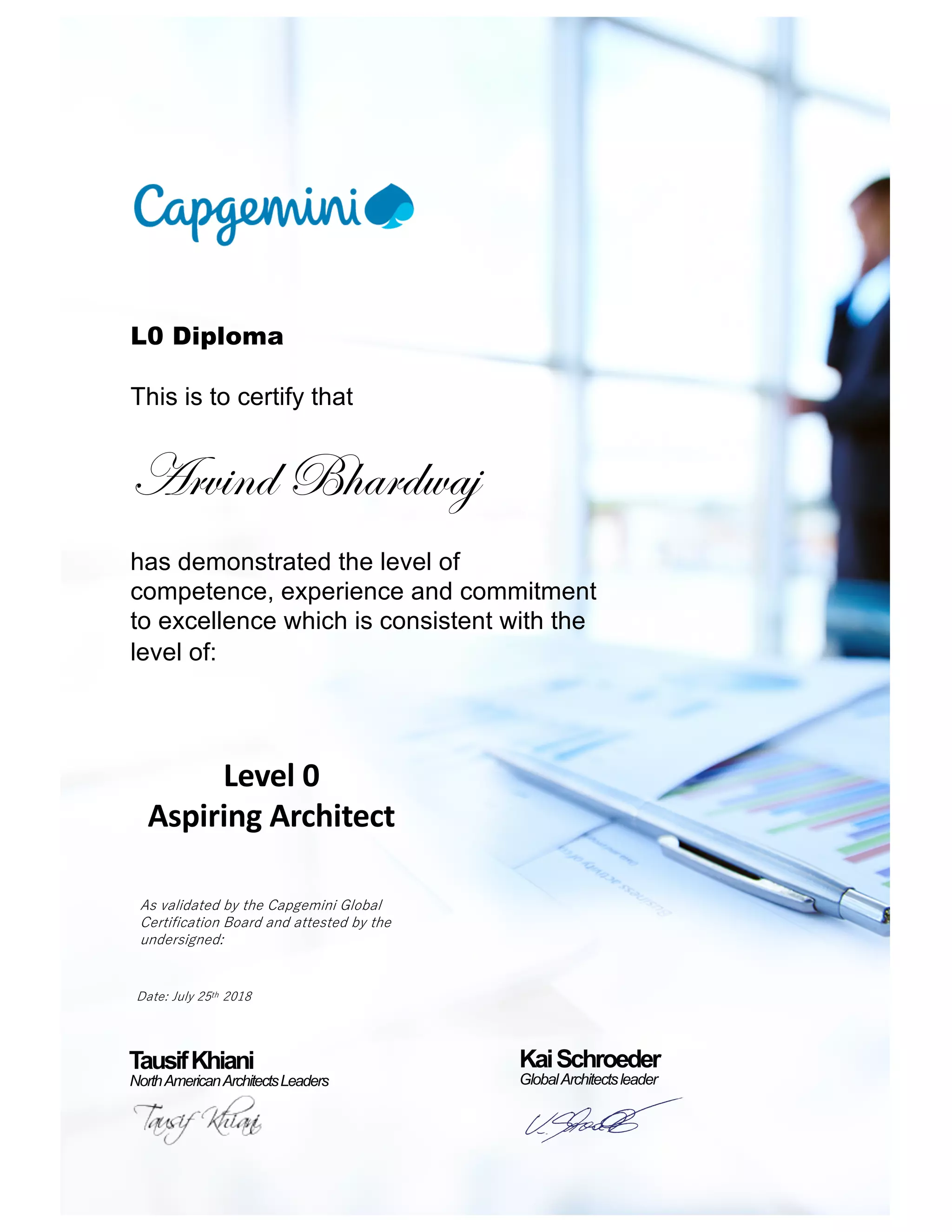Internal certification level 0 aspiring architect from Capgemini PDF