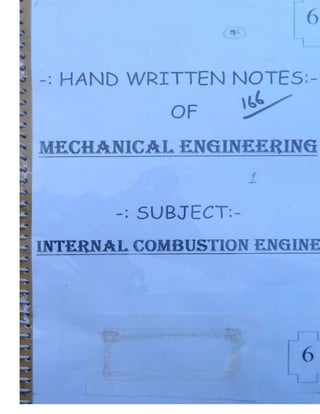 Internal Combusion Engine Handwritten classes Notes (Study Materials) for IES PSUs GATE