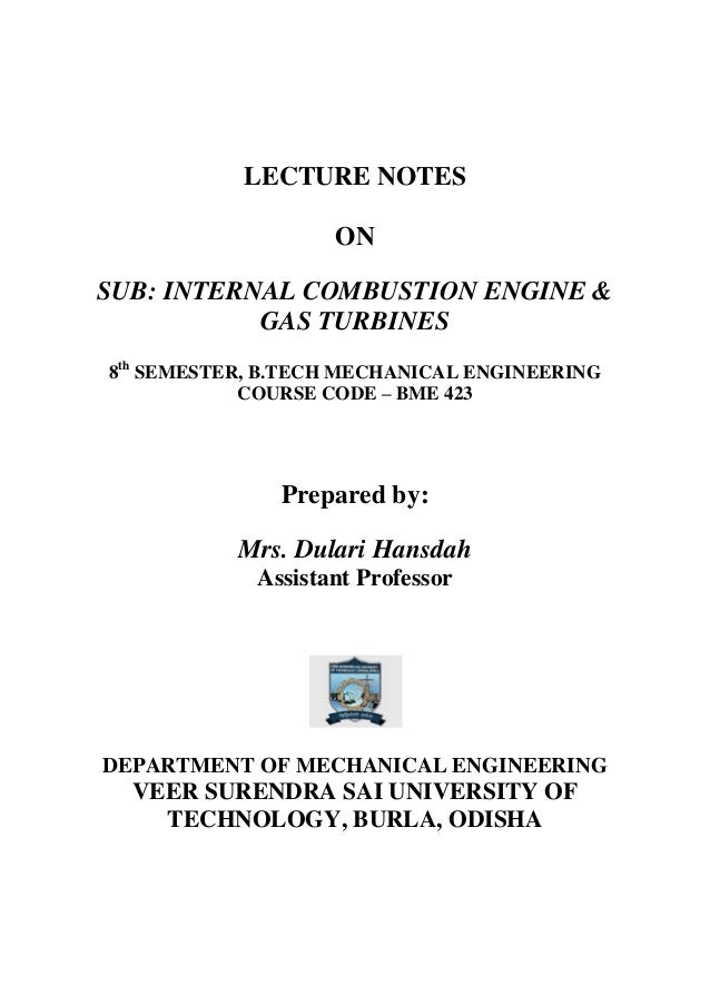 Internal Combustion Engine Gas Turbines Internal Combustion Engine Gas Turbines