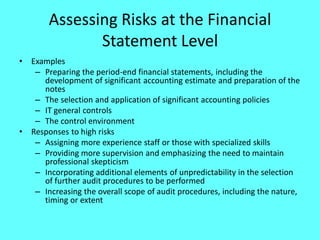 Overall Financial Statements Level Risks Examples Internal Control | PDF