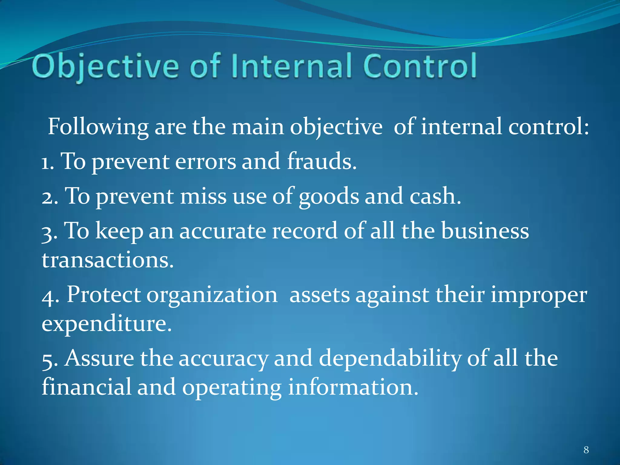 Internal control and internal audit presentation for bank | PPTX