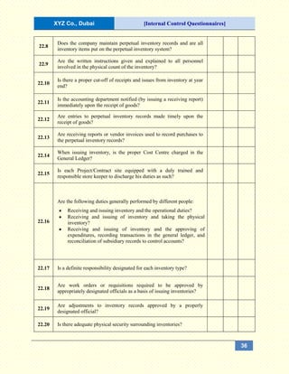 Internal Control Questionnaires (ICQs) | DOCX