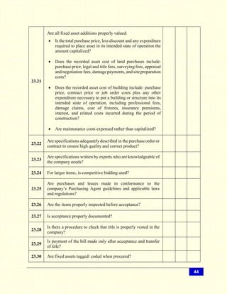 Cost Control Questionnaire Internal Control Questionnaires | PDF