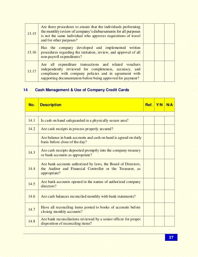 Internal Control Questionnaires