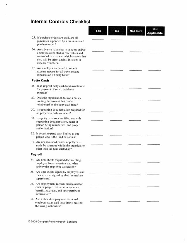 Internal controls checklist | PDF