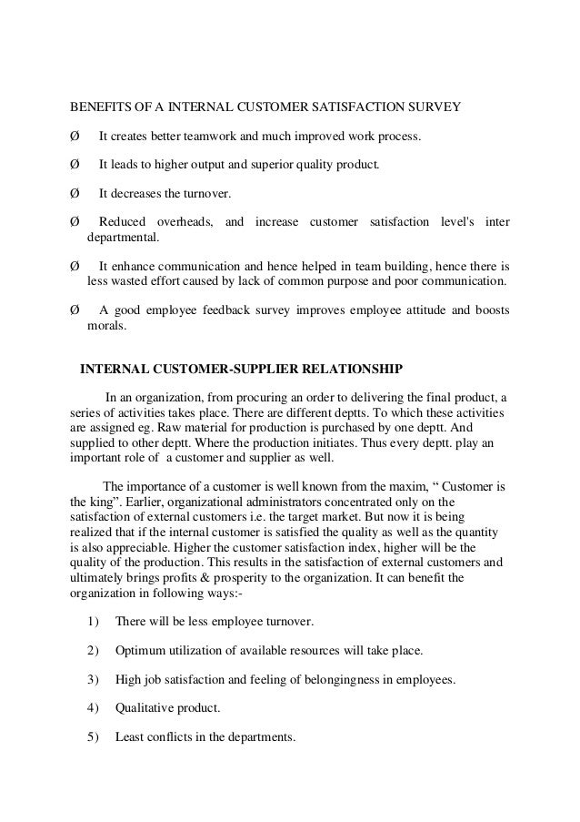 sample questionnaire on internal customer satisfaction survey