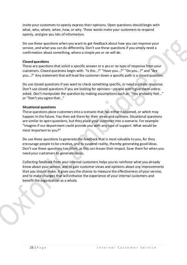 give example of good customer service