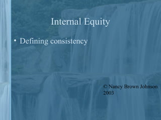 Internal Equity
• Defining consistency
© Nancy Brown Johnson
2003
 