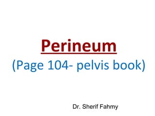 Perineum
(Page 104- pelvis book)
Dr. Sherif Fahmy
 