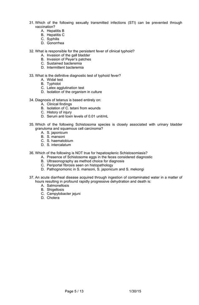Internal Medicine Sample Questions PDF