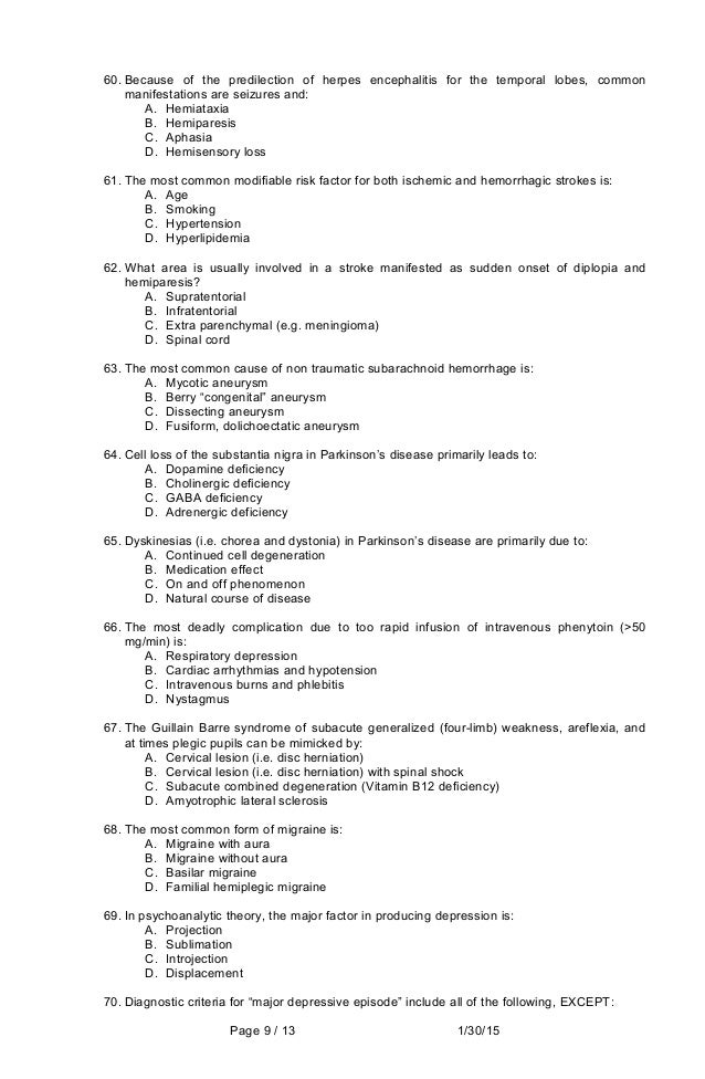 Internal Medicine Sample Questions