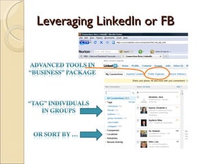 Leveraging LinkedIn or FB 
