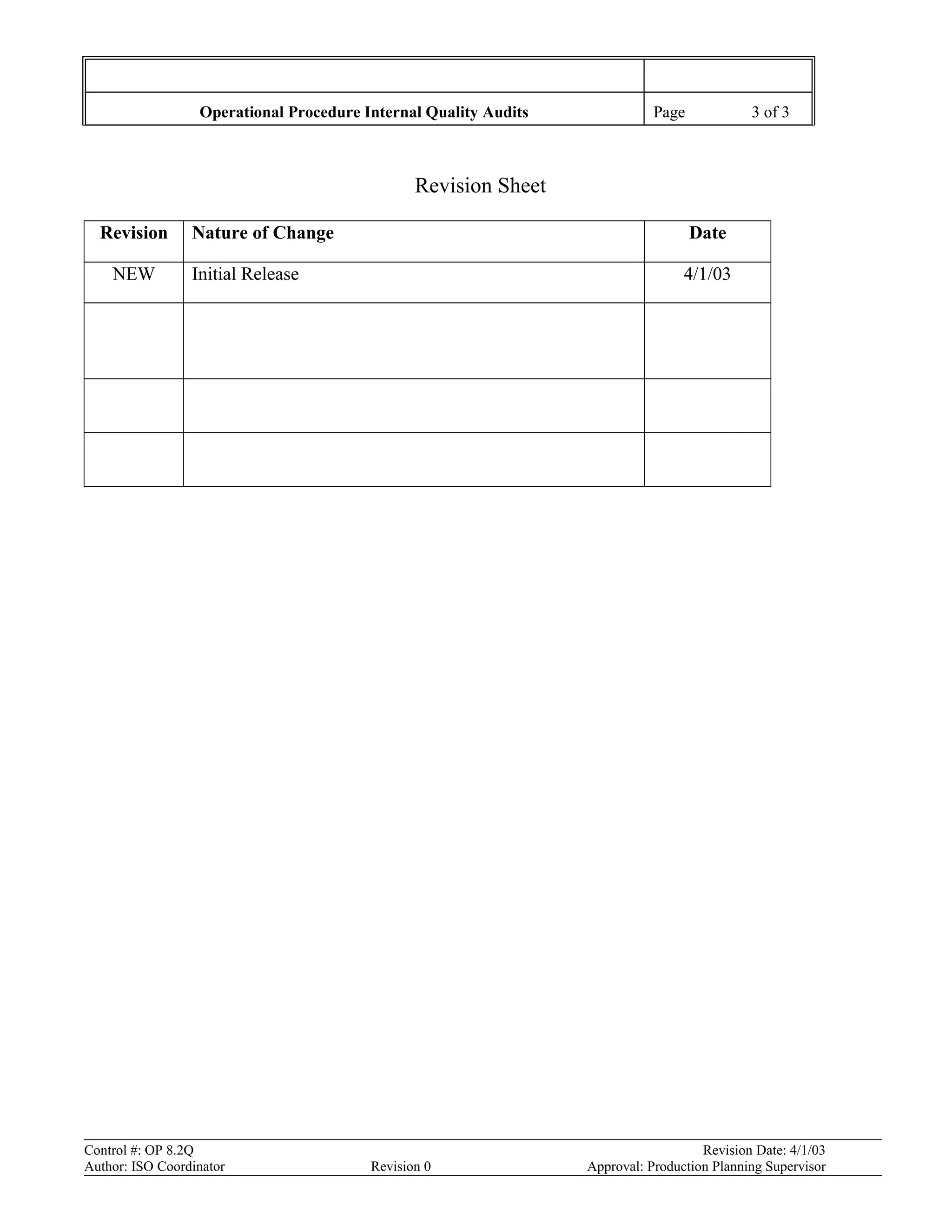 Internal quality audit operational procedure | DOC
