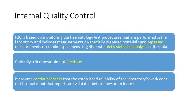 Internal quality control (IQC) in coagulation lab