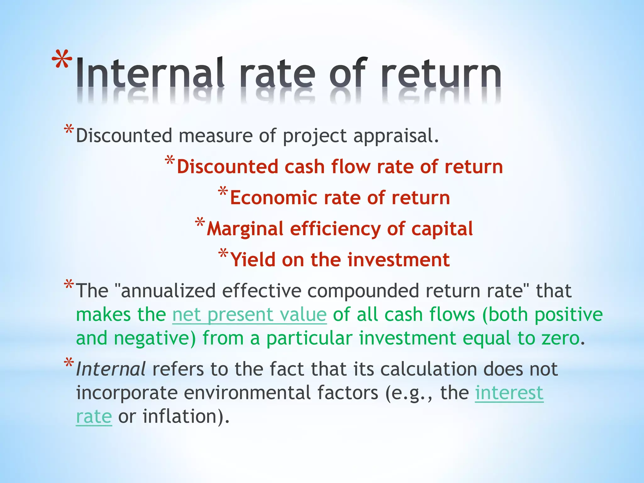 Internal rate of return | PPTX