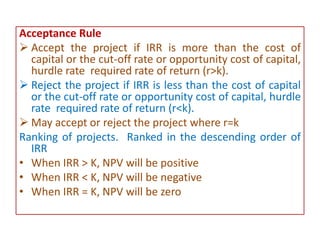 Cut Off Rate Internal rate of return | PPTX