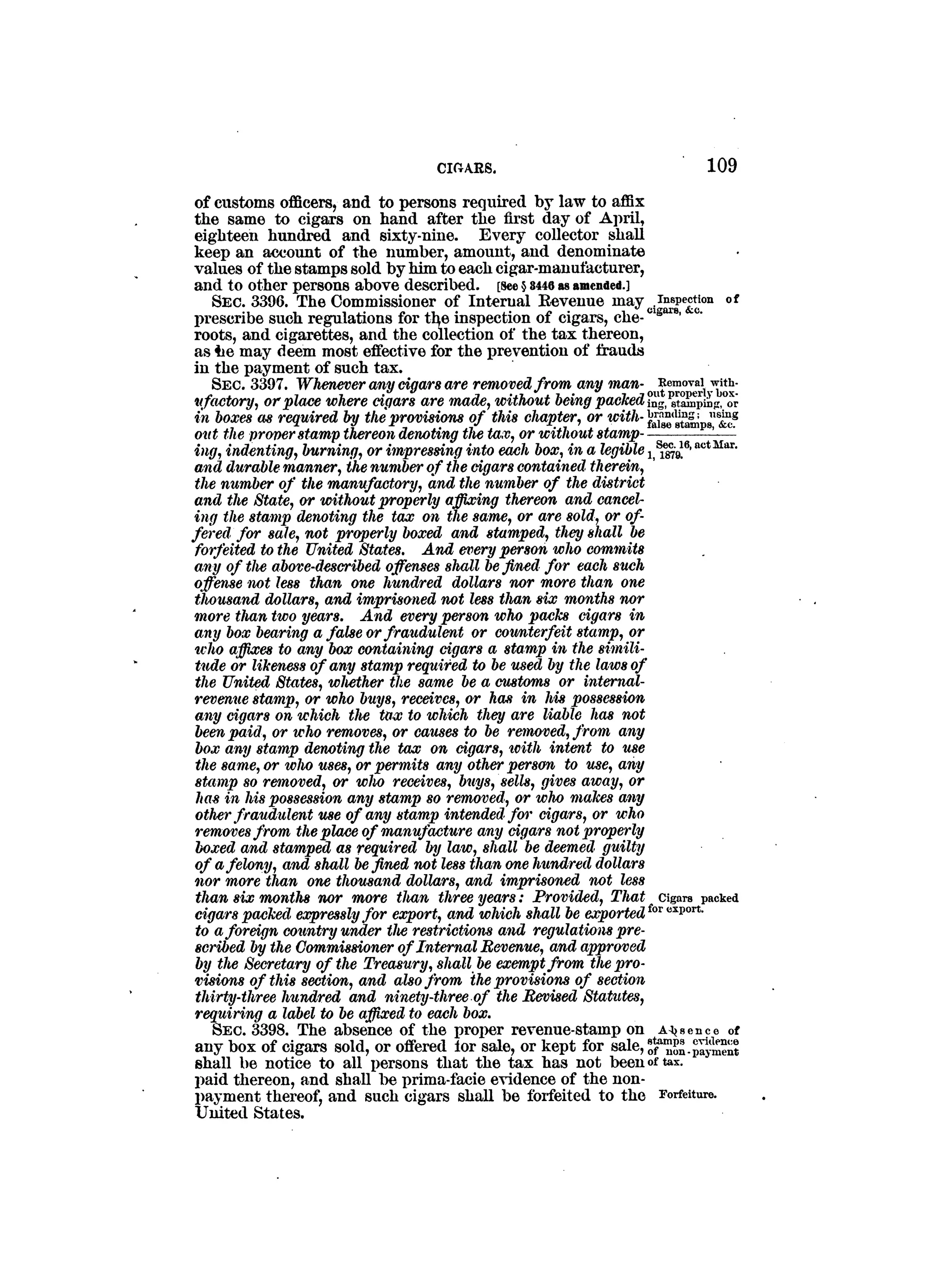Internal revenue codes of 1879