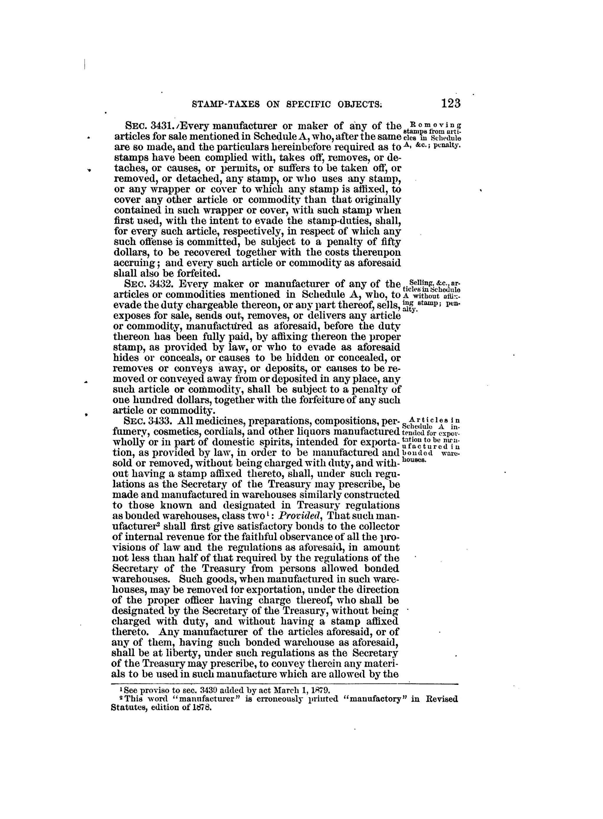 Internal revenue codes of 1879