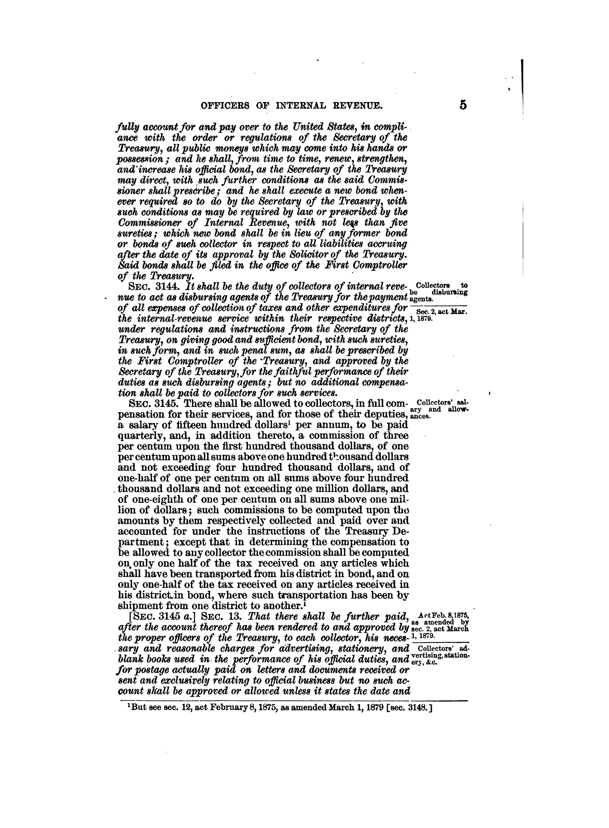Internal revenue codes of 1879