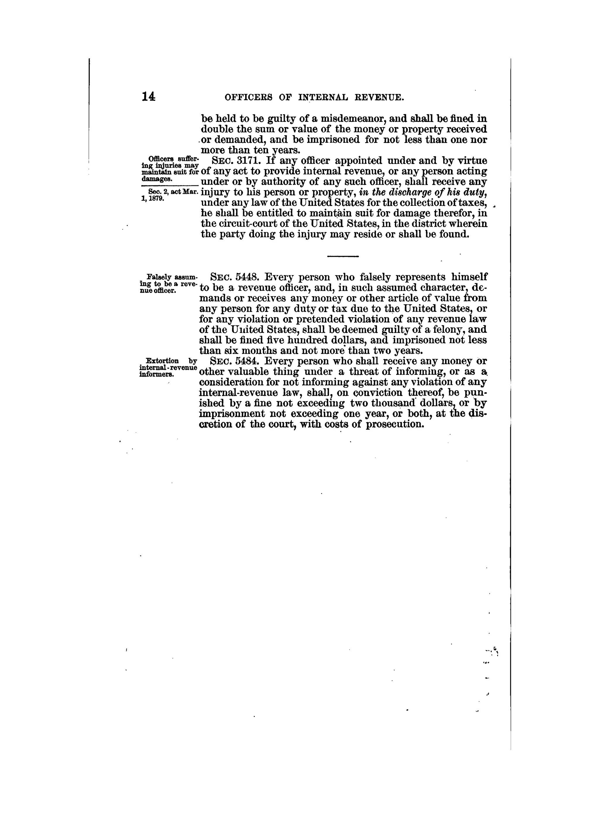 Internal revenue codes of 1879