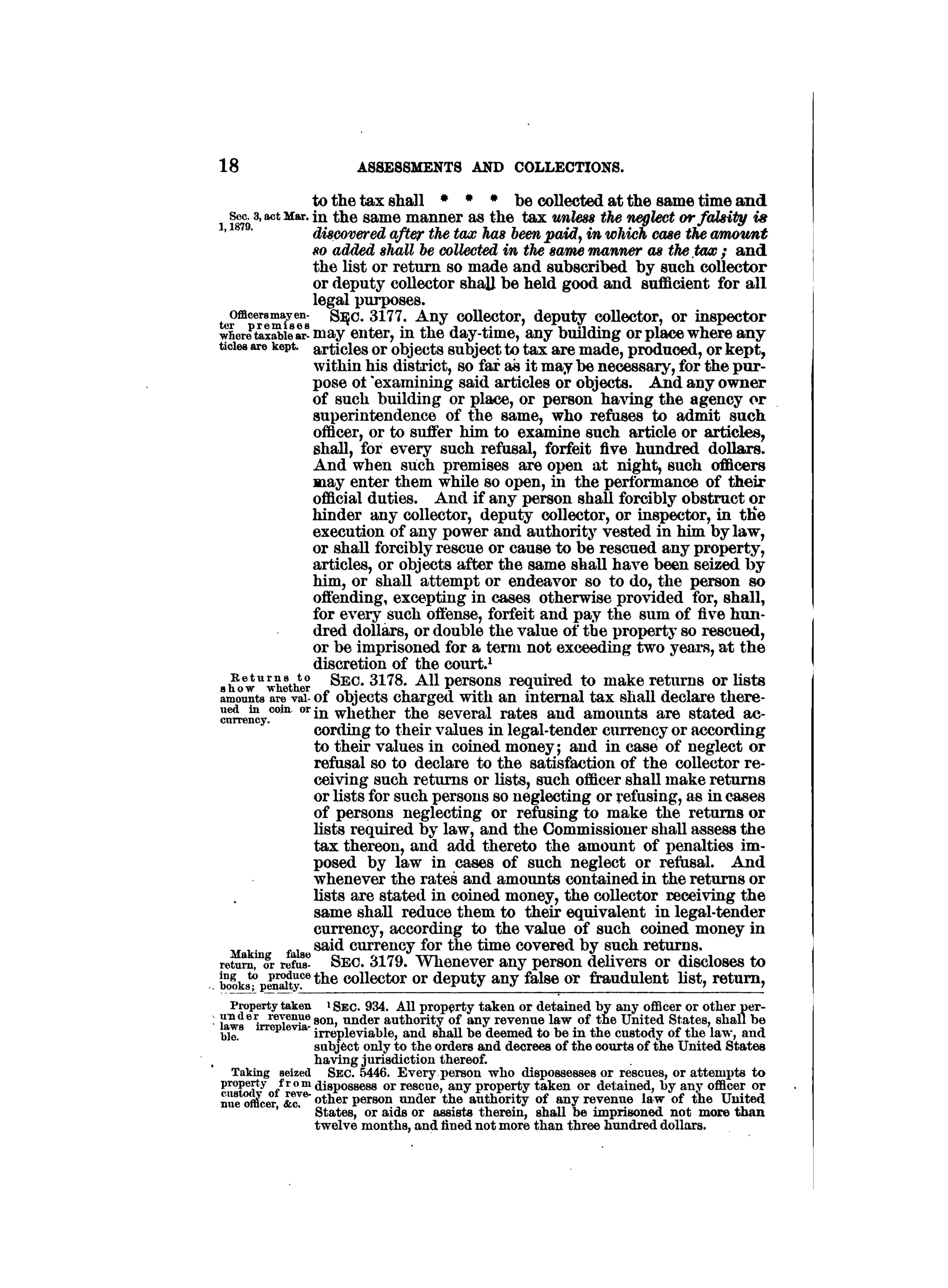 Internal revenue codes of 1879