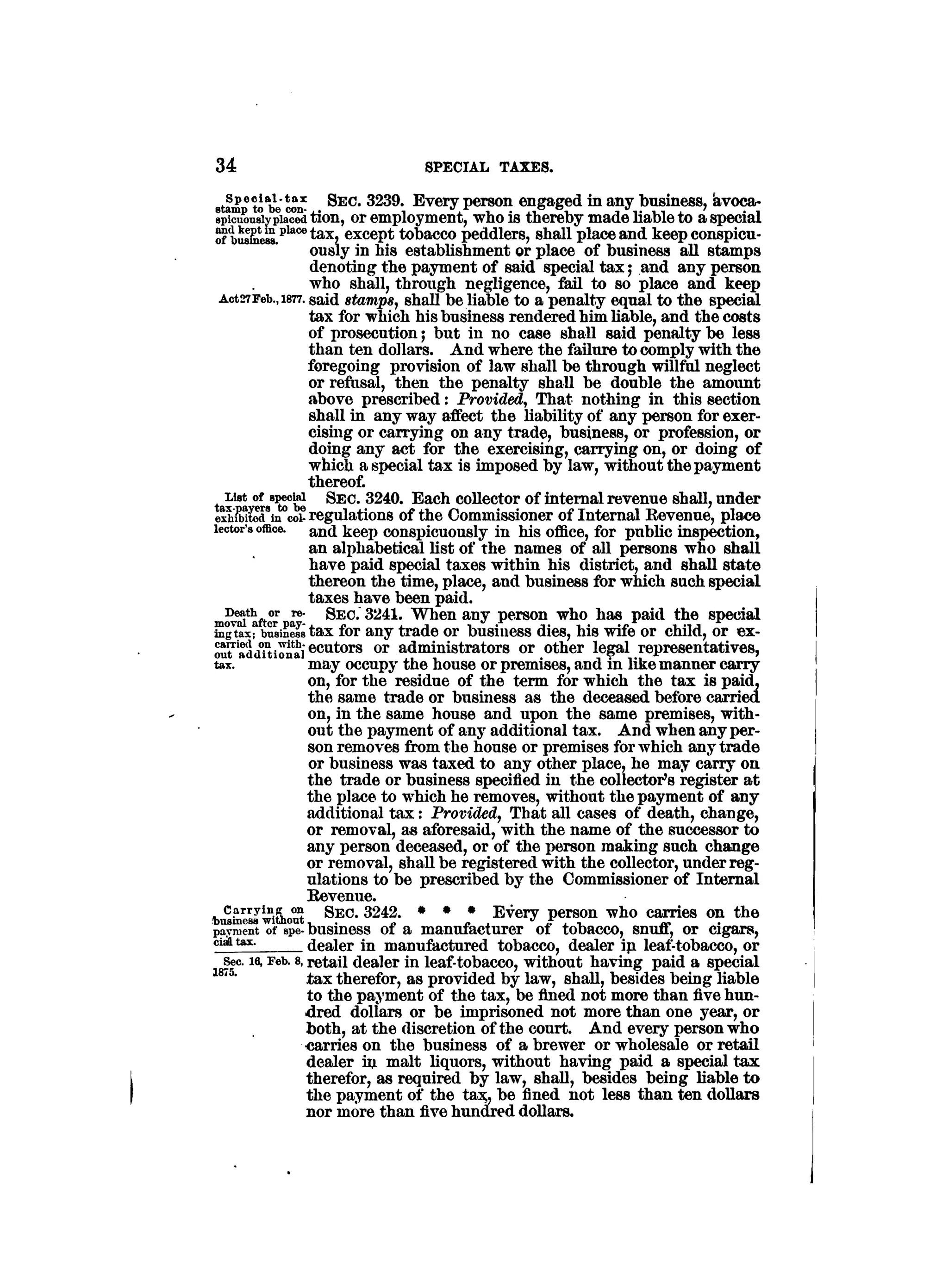 Internal revenue codes of 1879