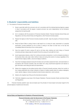 Internal Course Course Rules Internal Rules and Regulations for Students of Financial University | PDF