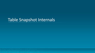 Table Snapshot Internals
 