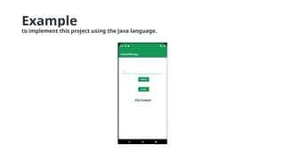 Example
to implement this project using the Java language.
 