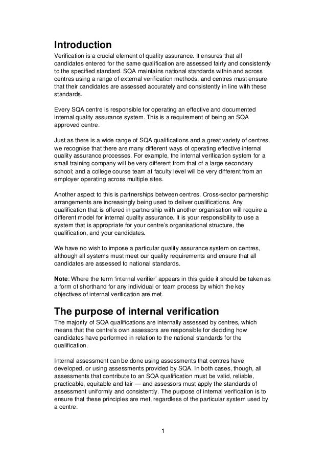 Internal verification guide for sqa centres