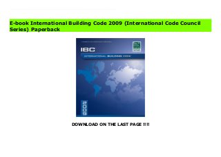 DOWNLOAD ON THE LAST PAGE !!!!
Download Here https://ebooklibrary.solutionsforyou.space/?book=1580017258 SOFTCOVER VERSION: Featuring time-tested safety concepts and the very latest industry standards in material design, the 2009 International Building Code offers up-to-date, comprehensive insight into the regulations surrounding the design and installation of building systems. It provides valuable structural, fire-, and life- safety provisions that cover means of egress, interior finish requirements, roofs, seismic engineering, innovative construction technology, and occupancy classifications. This content is developed in the context of the broad-based principles that facilitate the use of new materials and building designs, making this an indispensable reference guide for anyone seeking a strong working knowledge of building systems. Read Online PDF International Building Code 2009 (International Code Council Series) Read PDF International Building Code 2009 (International Code Council Series) Read Full PDF International Building Code 2009 (International Code Council Series)
E-book International Building Code 2009 (International Code Council
Series) Paperback
 