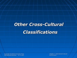 Other Cross-Cultural
Classifications

Copyright @ Oxford University Press
International Business
R. M. Joshi

Chapter 7: International Cultural
Environment

 