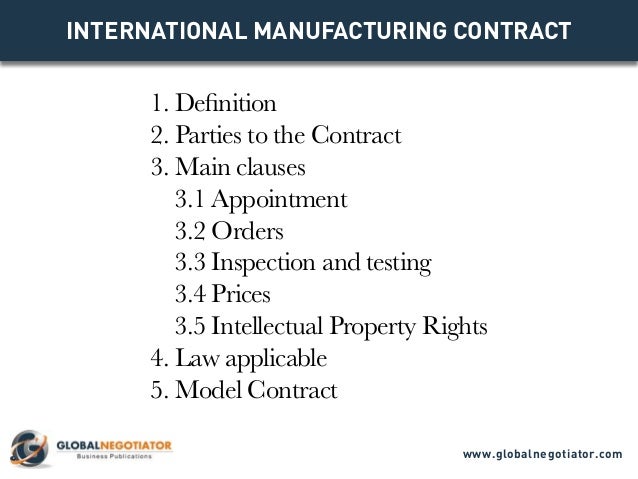 International Manufacturing Contract Contract Template And Sle China Manufacturing Contract Template
