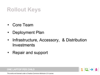 Rollout Keys Core Team Deployment Plan Infrastructure, Accessory,  & Distribution Investments Repair and support 