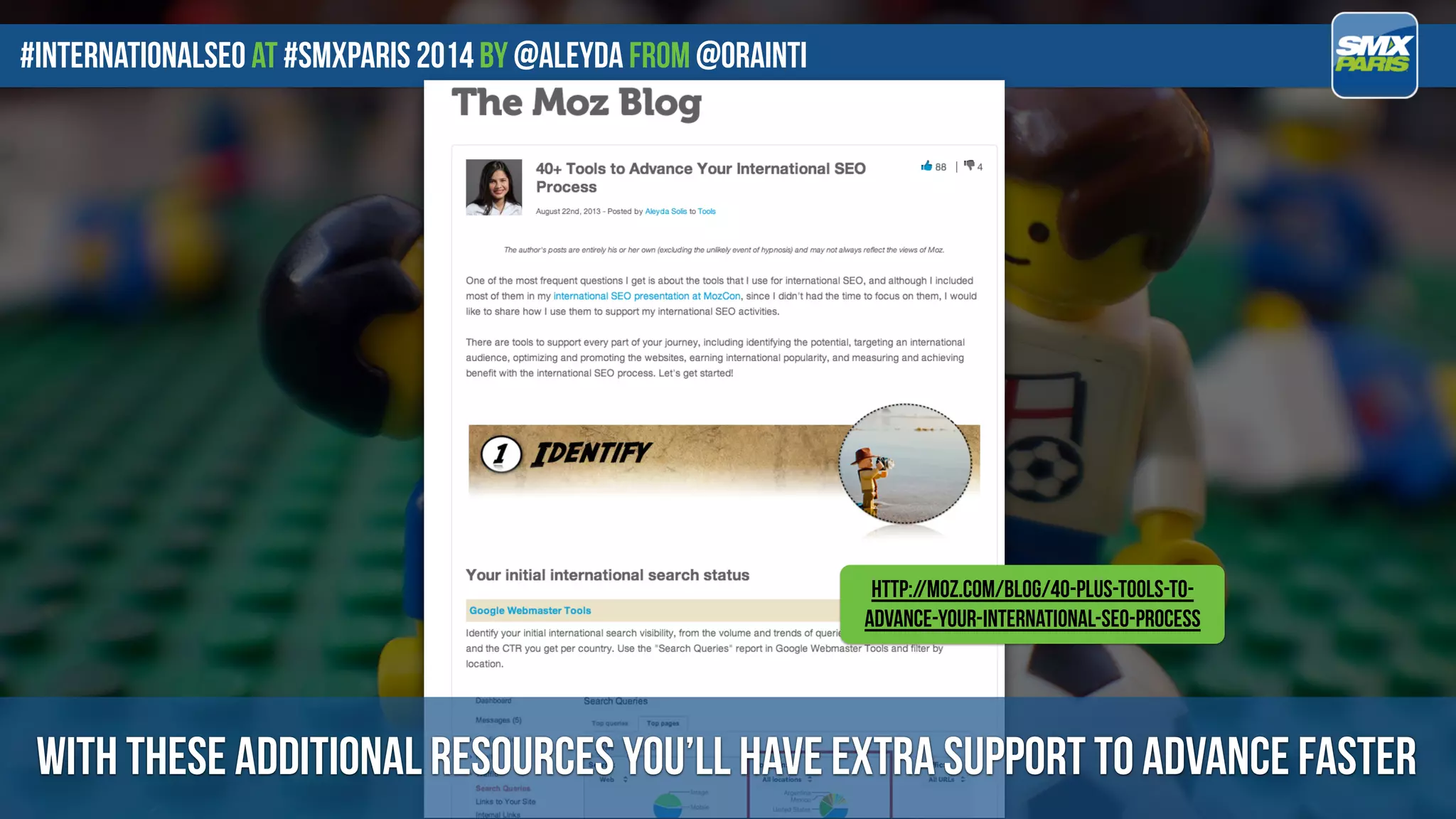 #internationalseo at #SMXPARIS 2014 by @aleyda from @orainti
with these additional resources you’ll have extra support to advance faster
http://moz.com/blog/40-plus-tools-to-
advance-your-international-seo-process
 