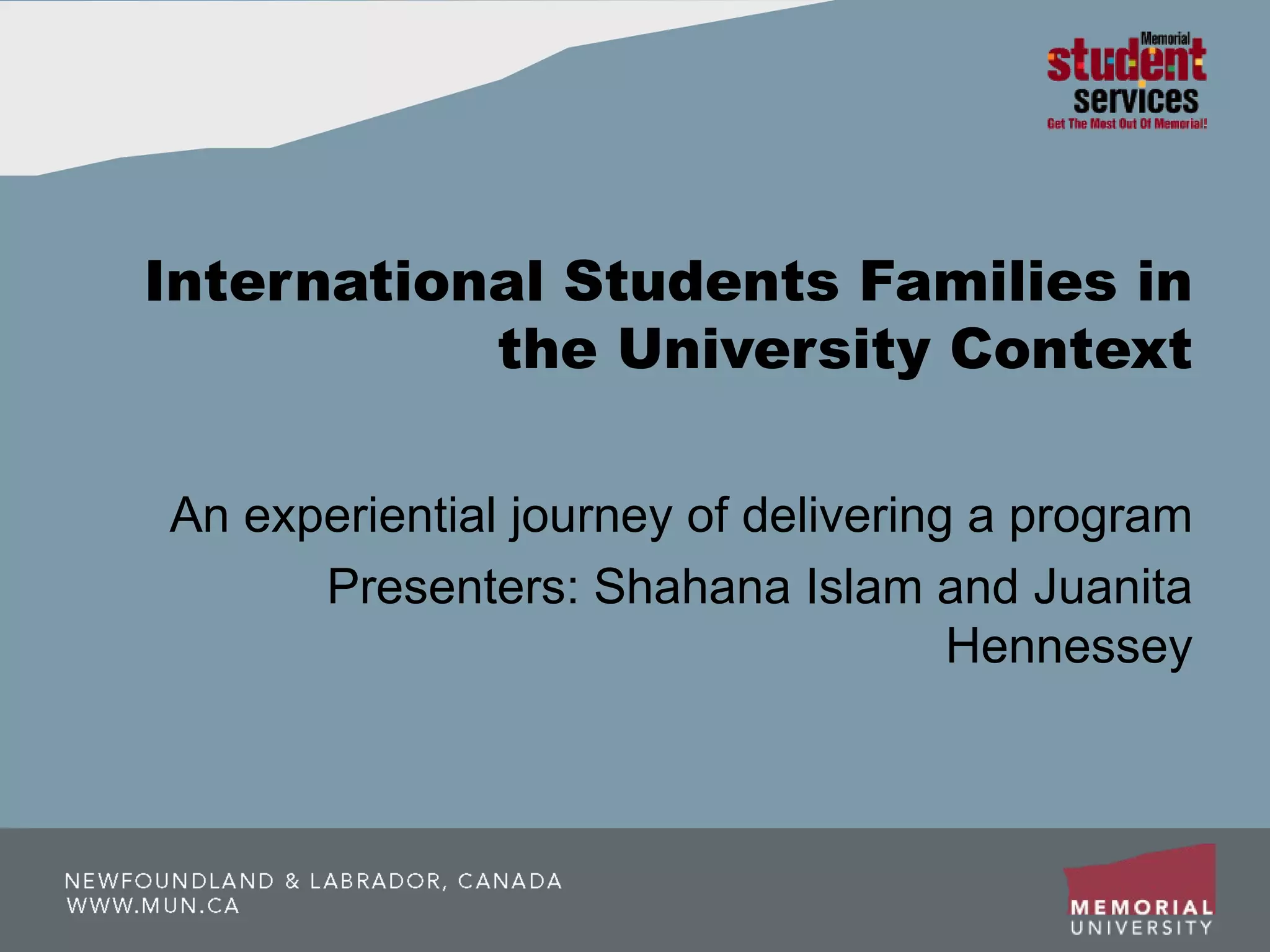 International Students Families in Unversity Context | PPT