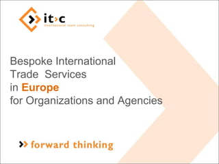 Bespoke International
Trade Services
in Europe
for Organizations and Agencies
 