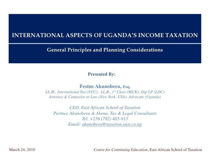 International Aspects Of Ugandas Taxation
