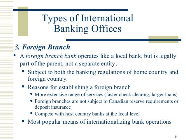 Markets and international banking