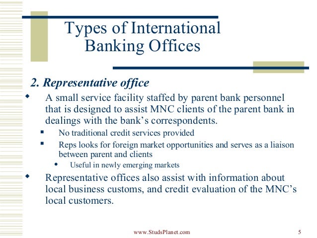 Markets and international banking