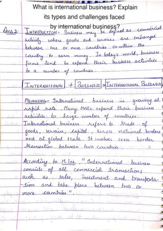 Business Study Hand Notes.pdf International business | Hand Written Notes | B.com | by Ritish bedi # ...