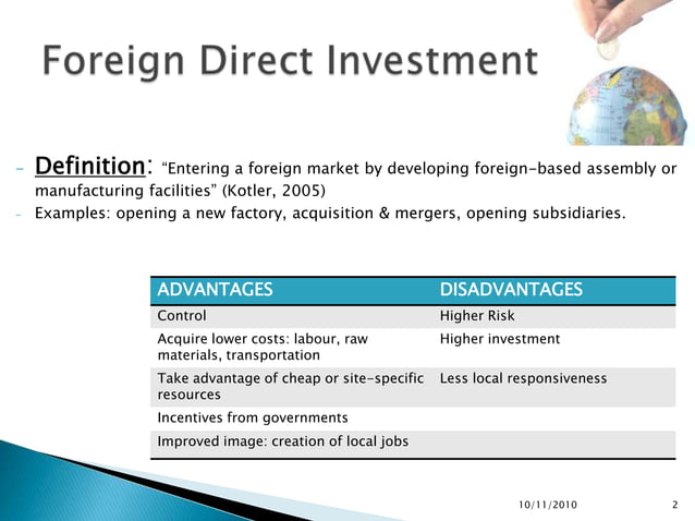 Market Entry Modes FDI Collaborative Alliances PPT