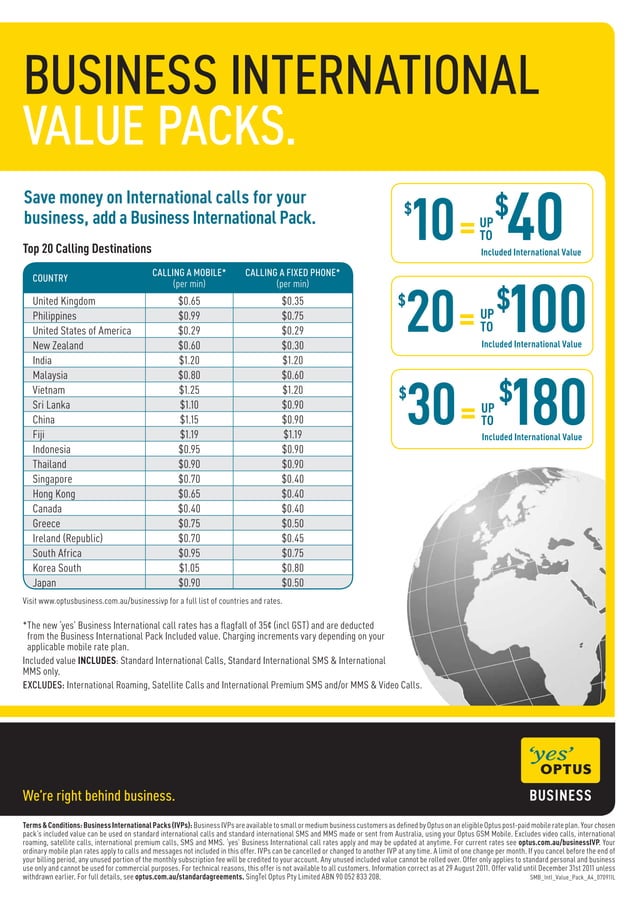 International calling rates PDF