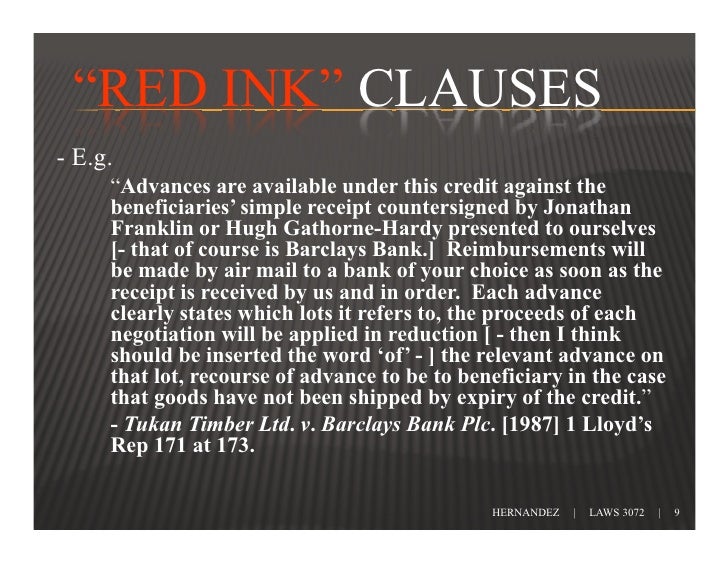 Red Clause Letters of Credit
