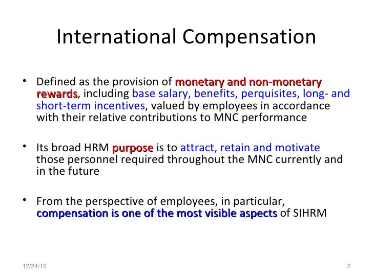 International compensation