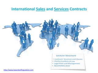 International Sales
and Services Contracts
International Sales and Services Contracts
http://www.lawandselfregulation.com
 