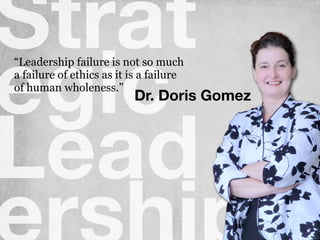 Strat
egic
Lead
Dr. Doris Gomez
“Leadership failure is not so much
a failure of ethics as it is a failure
of human wholeness.” 
 