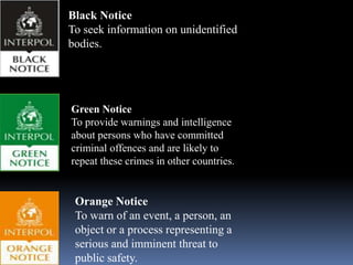 Interpol Colour International criminal police organization | PPTX